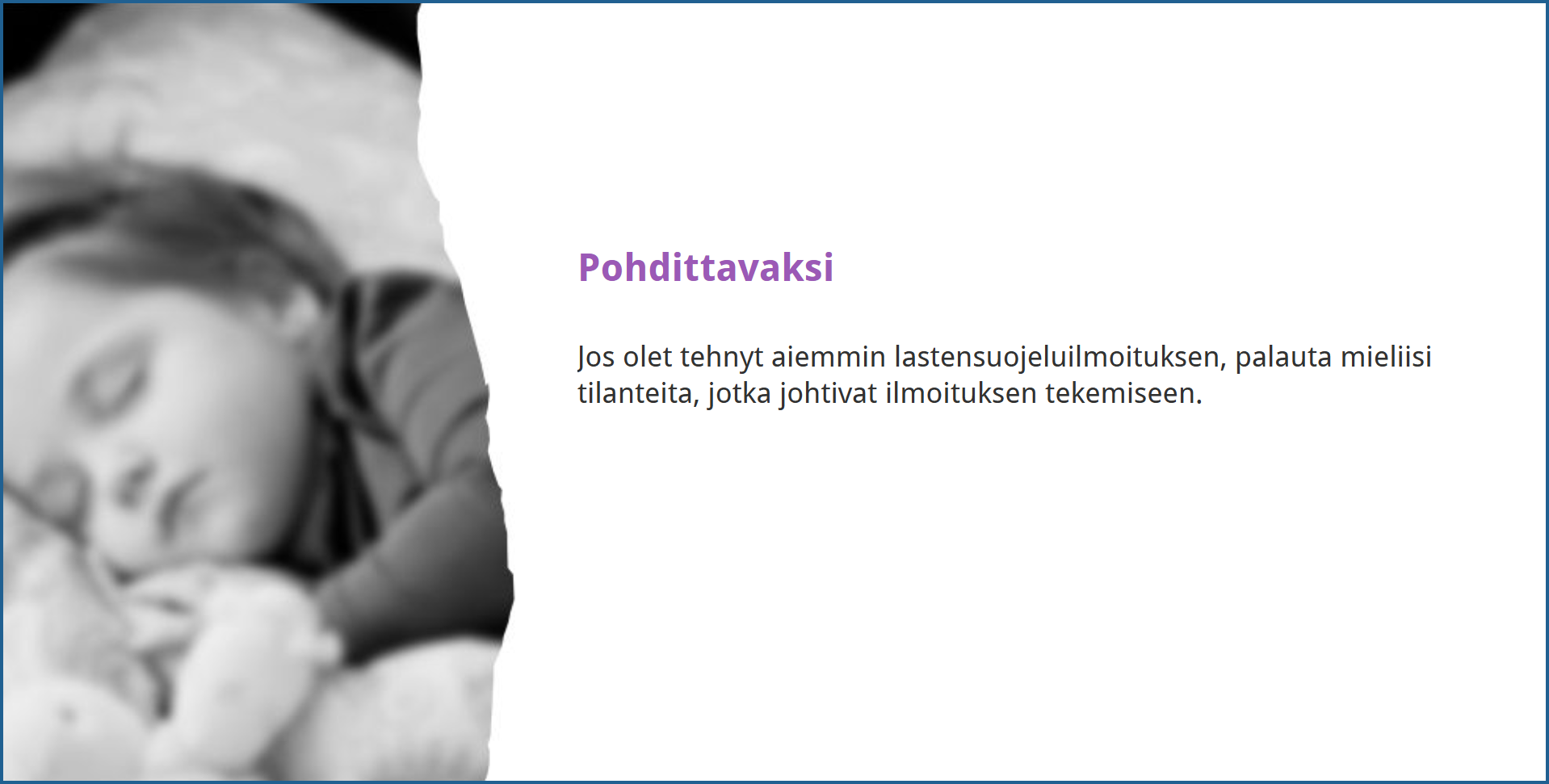 Lastensuojelun perusteet -kurssilla pyydetään pohtimaan omia kokemuksia.