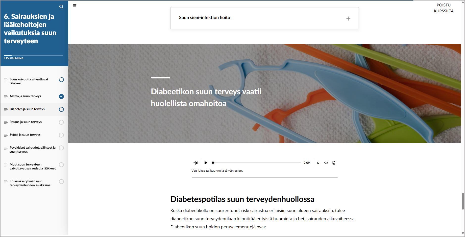 Kuvituskuva Lääkehoito suun terveydenhuollossa -verkkokurssin sisällöstä